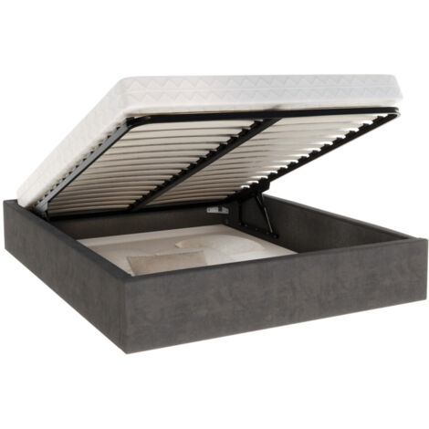 Lit coffre ORLANDO 120x200 - Sommier inclus Gris foncé (1/5)