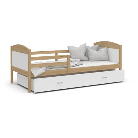 Lit Enfant Mateo 90x190 tiroir + Matelas Pin - blanc (1/3)