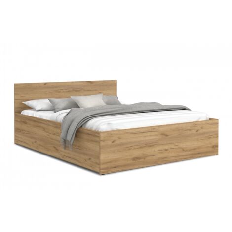 Lit coffre 140x190 cm avec sommier à lattes en bouleau – Mécanisme de levage à vérins – Rangement pratique en panneaux de particules – Kids Literie