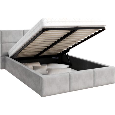 Lit Coffre Denver 140x190 - Sommier inclus Gris clair (1/5)