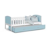 Lit Gigogne Tomy 90x190 matelas inclus Blanc - bleu