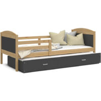 Lit Gigogne Mateo 90x190 matelas inclus Pin - gris