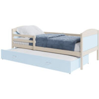 Lit Gigogne Mateo 90x190 matelas inclus Pin - bleu