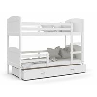 Lit Superposé Mateo 80x160 Tiroir + Matelas Blanc - blanc