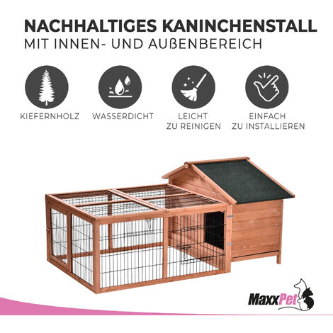 Hasenstall Kaninchenstall XXL Von DL – Großes Gehege Mit 2 Ebenen Für Kaninchen Und Hasen