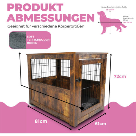 MaxxPet Hundebox aus Holz 89x61x72 cm - Hundebox - Hundebox für zu Hause - Hundehütte - Braun