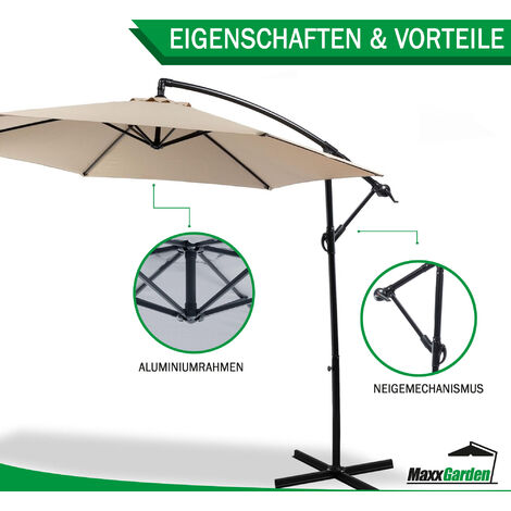 MaxxGarden Ampelschirm Ø300cm Robuster schwimmender Deluxe