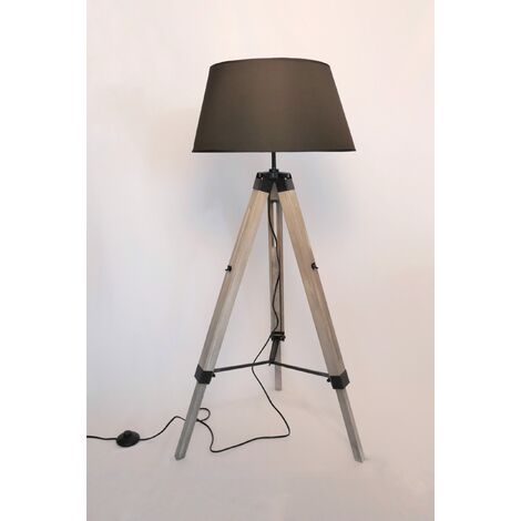 Dreibein Stehlampe mit Stil Modernes Metallbeine Design Hunter Papierschirm Minimalistischer Schwarze