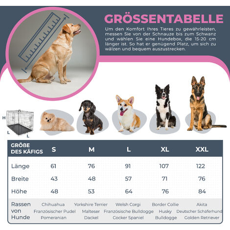 MaxxPet Hundebox 76x48x53 cm - Faltbarer Hundekäfig Mit 2 Türen (Vorne und Seitlich) - Inklusive Luxus-Plaid - Für Den Transport Geeignet - Schwarz