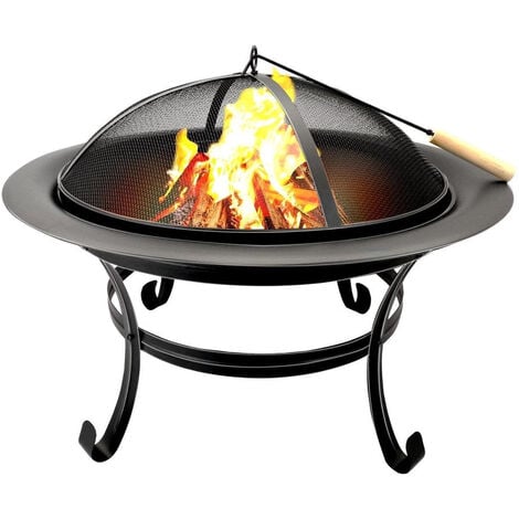 Schwarz Grillrost Feuerschale Mit MaxxGarden - Camping Funkenschutz - Für 80cm Feuerkorb und - Garten - und