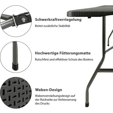 MaxxGarden Campingtisch Klappbar 180x75x74 cm - Klapptisch Camping - Tisch Klappbar Multifunktionstisch - Klapptisch Balkon - Campingtisch Faltbar - Klapptisch Garten Hochwertig - Schwarz