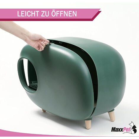 MaxxPet Katzentoilette 60x38x45 cm- Katzenklo - Inkl. Schaufel und Katzenstreumatte - Cat Litter Box - Grün