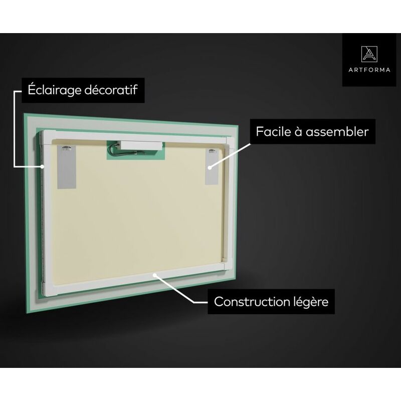 Miroir avec LED Illumination Salle de Bain - Freya | 120x80 cm | Blanc
