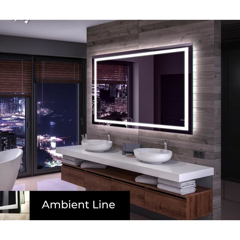 Artforma Miroir de Salle de Bain LED 120x80 cm avec éclairage - Lumière Illumination - Lumineux Miroir avec Éclairage intégré T107