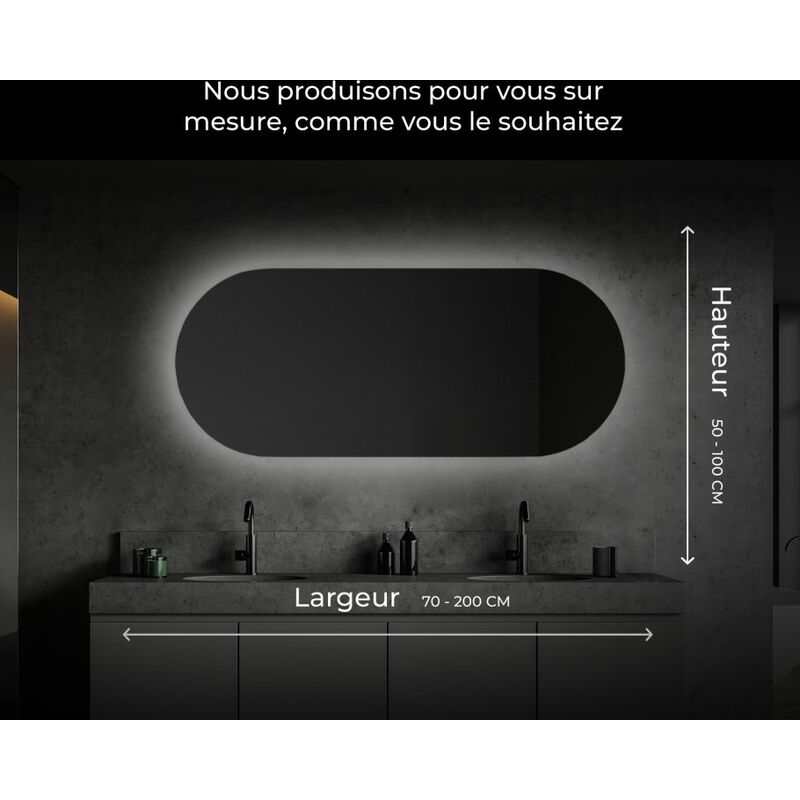 Miroir De Salle De Bain Lumineux Artforma T107 - 120x80 Cm Avec éclairage LED Intégré - Fabriqué En Europe