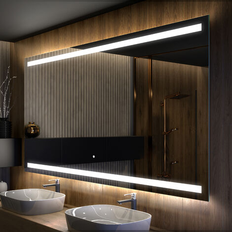 Moderne Miroir avec LED Illumination Salle de Bain 170x70 cm sur Mesure LED Lumineux Miroir avec Éclairage intégré Interrupteur Tactile LED009