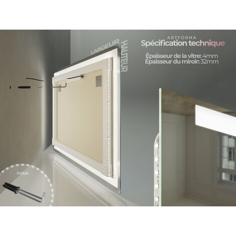 Rectangulaire Illumination LED Miroir Sur Mesure Eclairage Salle