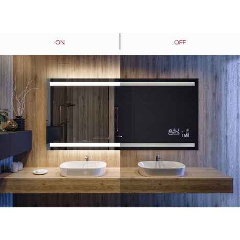 Miroir De Salle De Bain LED Boston - Anti-buée, Station Météo Intégrée, Fixation Murale - Neuf Sous Emballage