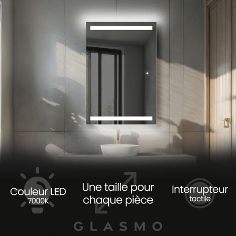 Miroir Lumineux De Salle De Bain Sur Mesure FORAM Glasmo Josie - 180x100 Cm Avec LED, Options Personnalisables (Haut-parleurs, Affichage)