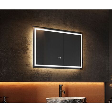 Miroir Mural LED Meihe Pour Salle De Bain - 60x80 Cm - Blanc Froid - Anti-buée Et éclairé