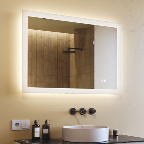 Miroir lumineux de salle de bain 100x70 cm – Éclairage LED tactile – Fonction anti-buée – Couleur LED au choix – IP20 – Artforma