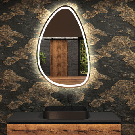 Miroir de salle de bain LED - Miroir 94x134cm asymétrique - Éclairage blanc froid 7000K - (DRIP222) (1/5)