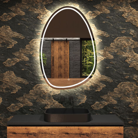 Miroir de salle de bain LED - Miroir 94x124cm asymétrique - Interrupteur sensitif - Blanc Froid - (SFLA223) (1/5)