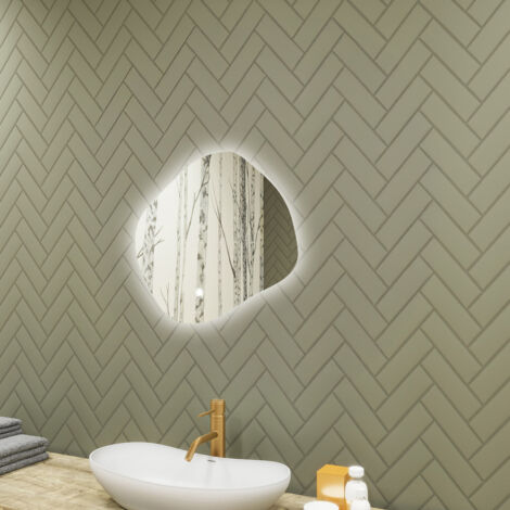 Artforma Miroir de salle de bain avec éclairage, 64x54, Interrupteur tactile, LED Dual, Miroir Ovale (1/5)