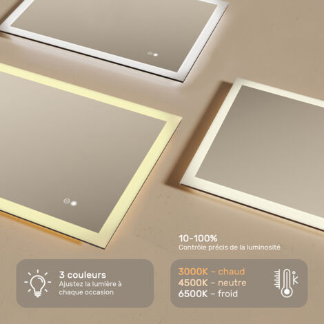 Miroir De Salle De Bain LED Artforma 100x70 Cm – éclairage Intégré Personnalisable, Fabrication Européenne, Garantie 2 Ans