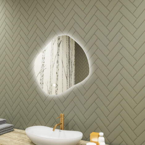 Artforma Miroir de salle de bain avec éclairage, 74x64, Interrupteur tactile, LED Dual, Miroir Ovale (1/5)
