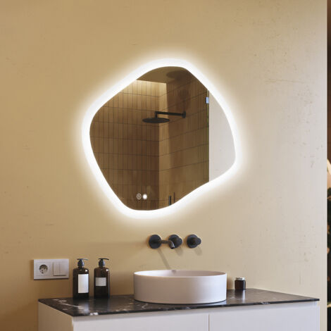 Artforma Miroir de salle de bain avec éclairage, 104x94, Interrupteur tactile, Anti-buée, LED Dual, Miroir Ovale (1/5)