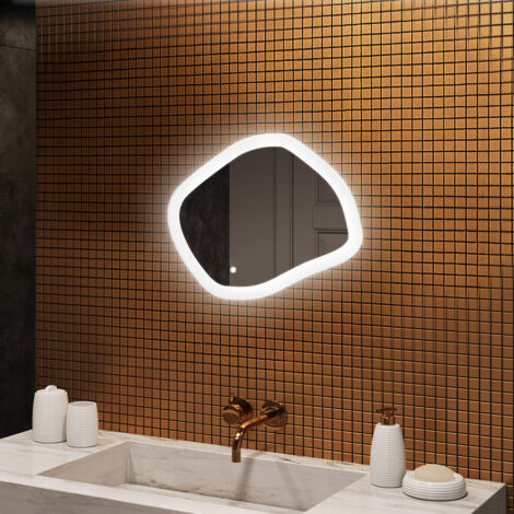 Artforma Miroir de salle de bain avec éclairage, 64x54, Interrupteur tactile, LED Dual, Miroir Ovale (1/5)