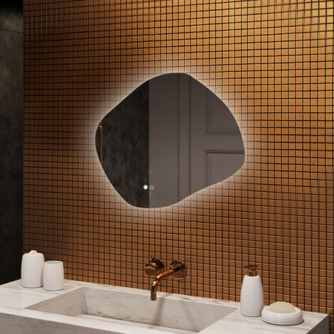 Artforma Miroir de salle de bain avec éclairage, 74x64, Interrupteur tactile, Anti-buée, LED Dual, Miroir Ovale (1/5)