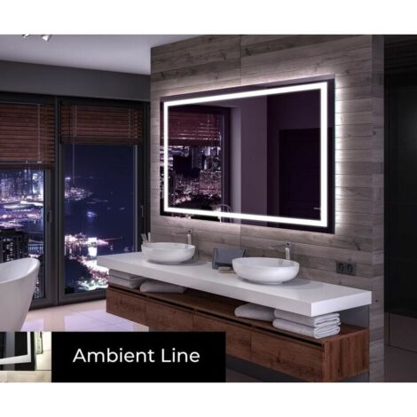 Miroir LED Salle De Bain Sur Mesure 120x80cm - Éclairage Intégré, Personnalisable - Design Moderne