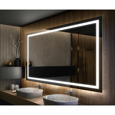 YJIIJY Miroir de Salle de Bains 70x50cm avec éclairage LED, Miroir