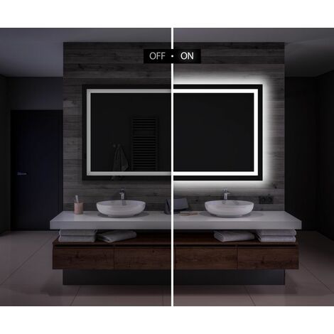 Miroir LED Lumineux 50x60 cm de Salle de Bain Mural AmbientLine avec  éclairage Blanc Froid 7000K L15 Artforma
