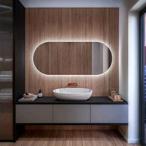 Horloge et rond miroir de salle de bain LED tricolore anti-buée 60/70/ –  Océan Sanitaire