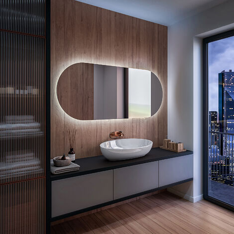 Miroir LED Lumineux 140x100 cm de Salle de Bain Mural avec éclairage Blanc Froid 7000K T107 Artforma