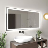 Miroir LED Lumineux 100x60 cm de Salle de Bain Mural avec