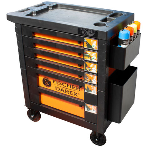 Fischer Darex – Servante d'atelier vide avec 6 tiroirs – Charge maximale 700 kg – Roues fixes et pivotantes avec frein – Accessoires inclus