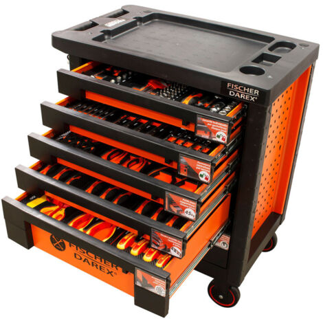 Fischer Darex – Servante d'atelier roulante 6 tiroirs – Charge max 700 kg – Dimensions 460x780x900 mm – Système de verrouillage à clé