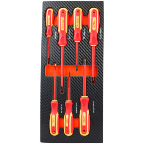 Module mousse 7 tournevis VDE 1000V pour servante d'atelier