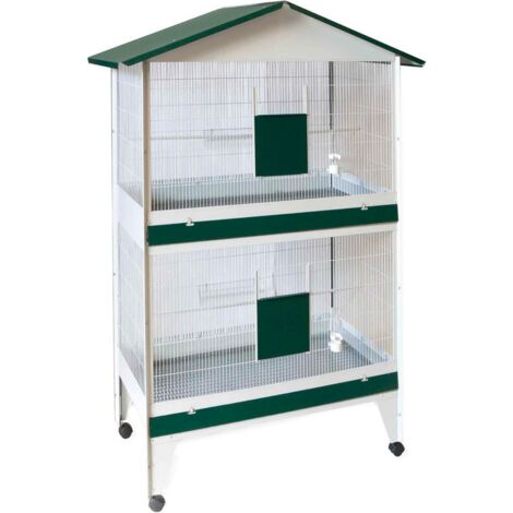 Voliera Smontabile 2 Piani Con Ruote 104x55x160H