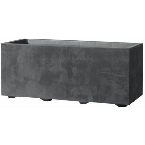 fioriera da esterno deroma "millenium" rettangolare in resina colore antracite, 59x25x25 cm