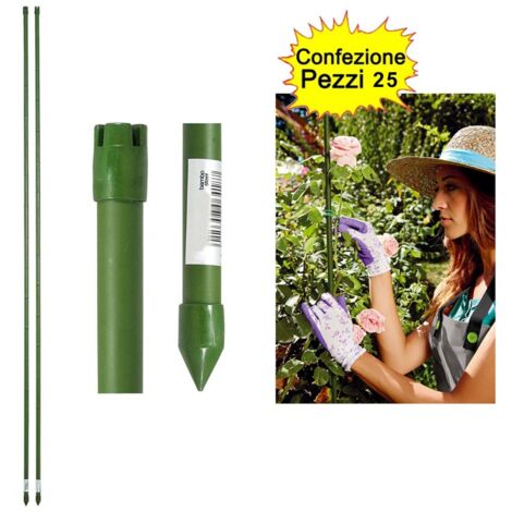 Tutori in acciaio plastificato tipo bamboo per ortaggi e piante confezione da 25 pezzi 19 mm x 210 cm (1/4)