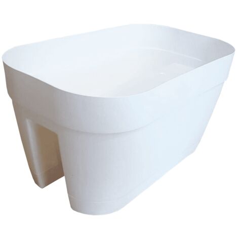 Vaso ovale per ringhiera Telcom Orlando 45 x 27 x h24 cm bianco