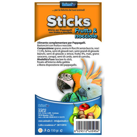 ALSO Sticks Pappagalli Frutta e Nocciole 150gr (1/2)