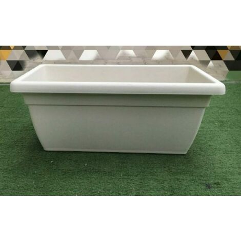 Vaso in plastica rettangolare bianco 60cm