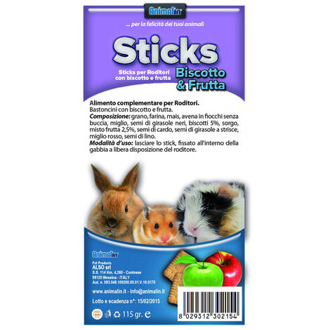 ALSO STICKS RODITORI BISCOTTO E FRUTTA 115GR (1/2)