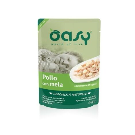 Oasy Cat Specialità Naturali Pollo con Mela  - Oasy Cat Specialità Naturali Pollo con Mela - Lattina Da 70 Gr